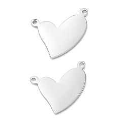 Stainless Steel Color 304 Stainless Steel Charms, Heart Charms, Stainless Steel Color, 9.5x12x0.9mm, Hole: 1mm