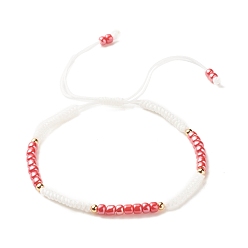 Red Glass Seed Beaded Bracelet, Adjustable Bracelet for Women, Red, Inner Diameter: 2-3/8~3-3/4 inch(5.9~9.6cm)