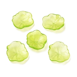 Зелено-Желтый Стеклянные бусины, лепесток лотоса, зеленый желтый, 24.5x24x6.5 мм, отверстие : 1.2 мм