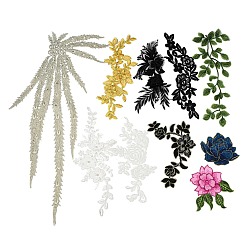 Gemischte Farbe Polyester-Stickapplikationen, Ornament Zubehör, Mischformen, Gemischte Farbe, 94~590x95~185x1 mm