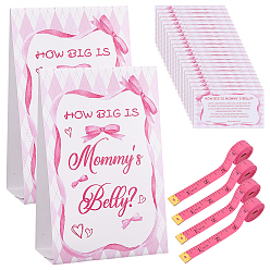 Pink 4шт. мягкая ПВХ измерительная лента, двойная шкала, с 80шт. бумажных карточек, 2шт. картон, розовые, 154.5x1.3x0.05~0.1 см