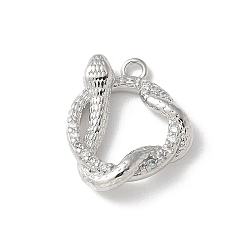 Платина Латунные микропаве прозрачные подвески с фианитом, без кадмия, без никеля и без свинца, змеиные чары, платина, 15x13x3 мм, отверстие : 1.5 мм