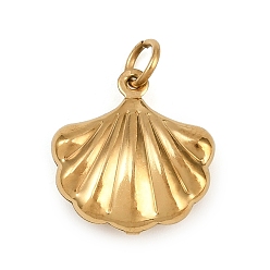 Shell Shape Океан 304 подвески из нержавеющей стали, ионное покрытие (ip), реальный 18 k позолоченный, с целью перехода в кольце, формы раковины, 16x15x5 мм, отверстие : 3 мм
