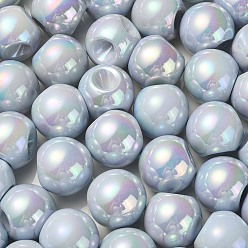Slate Gray UV Plating Rainbow Iridescent Acrylic Beads, Round, Slate Gray, 18.5x19x19mm, Hole: 4mm