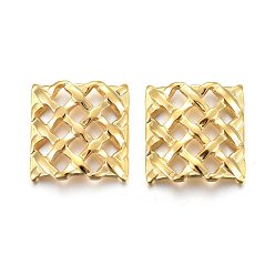 Golden 304 Stainless Steel Filigree Joiners, Square, Golden, 14.5x14x3mm, Hole: 2x2mm, Diagonal: 19.5x19.5x3mm