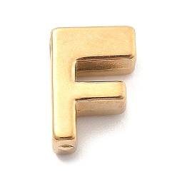 Letter F Ионное покрытие (ip) 304 брелоки из нержавеющей стали, буквенное очарование, реальный 18 k позолоченный, Буква F, 9.5x6.5x3 мм, отверстие : 1.6 мм