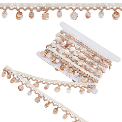 Желтая Старая Ткань  4 метров хлопчатобумажных ниток, льняной и бисерной ленты., для аксессуаров для одежды, с 1 картонной демонстрационной карточкой, старое кружево, 5/8~3/4 дюйм (16~19 мм)