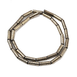 Антично-позолоченный Гальванические бусины из натуральной лавы, колонка, старинное золотое покрытие, 13x4 мм, отверстие : 1 мм, около 31 шт / нитка, 15.35''~15.75'' (39 см)