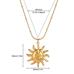 Солнце Латунные ожерелья с подвесками для женщин, золотые, солнце, 15.75 дюйм (40 см), Кулон : 30x28 мм