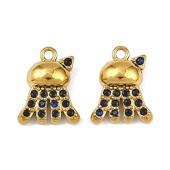 Осьминог 304 из нержавеющей стали амулеты горный хрусталь, без свинца, без кадмии и без никеля, ионное покрытие (ip), реальный 18 k позолоченный, осьминог, 12x9.5x4 мм, отверстие : 1.2 мм