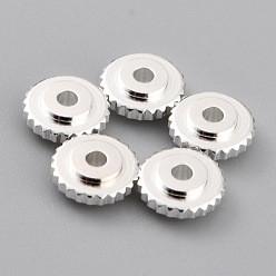 Посеребрённый Латунные бусины, долговечный, Диск / плоские круглые, 925 серебро покрытием, 6x2 мм, отверстие : 1.4 мм