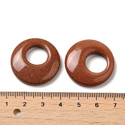 Goldstone Synthetic Goldstone Pendants, Donut/Pi Disc Charms, 27.5~28x4.5~5.5mm