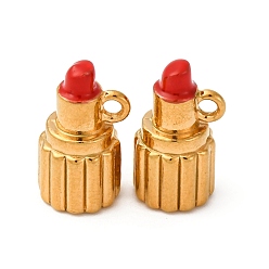 Красный 304 подвески из нержавеющей стали с эмалью в виде помады, золотые, красные, 15x8 мм, отверстие : 1.5 мм