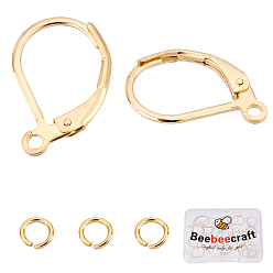 Настоящее золото 18K 20шт 2 стиль латунные серьги с застежкой-молнией с петлей, с латунными соединительными кольцами с покрытием стойки 20шт., реальный 18 k позолоченный, 15.6x10x2 мм, отверстие : 1.4 мм