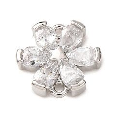 Platino Dijes conectores de latón y diamantes de imitación, enlaces de flores y estrellas, Platino, 10x10x2.5 mm, agujero: 1 mm