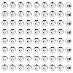 Нержавеющая Сталь Цвет 80шт. 304 круглые бусины из нержавеющей стали с швом, для изготовления ювелирных изделий, цвет нержавеющей стали, 8x7.5 мм, отверстие : 2.5~3 мм