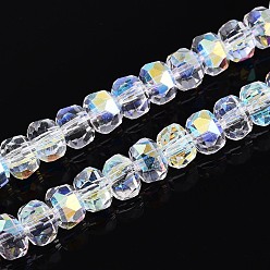 Прозрачный АВ Гальванизируйте прозрачное стекло бисер нитей, рондель, граненые, с покрытием AB цвета, ясно AB, 5.5~6.5x3.5~4.5 мм, отверстие : 1~1.4 мм, около 91~100 шт / нитка, 14.17~17.32 дюйм (36~44 см)