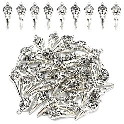 Античное Серебро 50шт. подвески из сплава в готическом стиле в тибетском стиле, голова птицы, античное серебро, 35x12.5x6.5 мм, отверстие : 2.4 мм