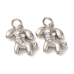 Платина Латунные микро проложить кубического циркония прелести, собака, с целью перехода в кольце, долговечный, без кадмия и без свинца, стойки покрытие, платина, 13.5x14x4.5 мм, отверстие : 3 мм