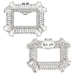 Кристалл 2 Съемные зажимы для обуви из платинового сплава и стразов, украшение обуви прямоугольником, кристалл, 53.5x64x6.5 мм