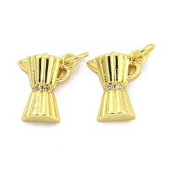 Настоящее золото 18K Покрытие стойки латунь микропаве прозрачные подвески из кубического циркония, без кадмия и без свинца, долговечный, чайник, реальный 18 k позолоченный, 16x13x4.5 мм, отверстие : 3.2 мм