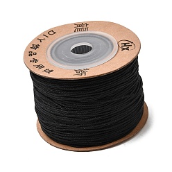 Negro Cordón trenzado de nailon, Cordón chino para nudos, ideal para la elaboración de bisutería y manualidades de macramé., negro, 0.8 mm, aproximadamente 109.36 yardas (100 m) / rollo