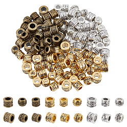 (52) Непрозрачная лаванда 135шт 9 стили тибетский стиль европейские бусины, бусины с большим отверстием, колонка, разноцветные, 8.5~10x7~8 мм, отверстие : 4~6 мм, 15 шт / стиль