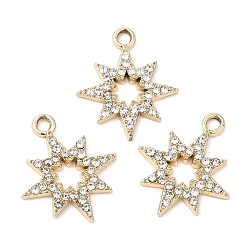 Золотой Подвески со стразами из сплава с УФ-покрытием, без кадмия и без свинца, звезды прелести, золотые, 22x18.5x2 мм, отверстие : 2 мм