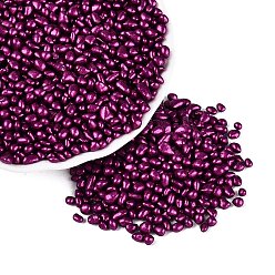 Purple Baking Paint Glass Seed Beads, No Hole Beads, Imitation Cobblestone, Purple, 1~8x1~5x1~4mm, about 6521pcs/Pound