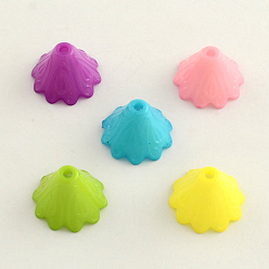 Mixed Color Opaque Acrylic Flower Bead Caps, Multi-Petal, Mixed Color, 15x10mm, Hole: 2mm, about 1430pcs/500g