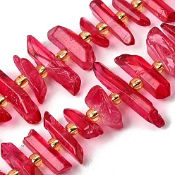 Красный Природных кристаллов кварца бисер нитей, граненые, окрашенные, палочка для наггетсов, с бисером, красные, 11~25x3~9x4~10 мм, отверстие : 1~1.2 мм, около 19~26 шт / нитка, 7.09~7.48'' (18~19 см)