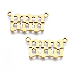 Number 201 eslabones colgantes de acero inoxidable, Corte con laser, dorado, num. 8, 12x22x1 mm, agujero: 1.4 mm