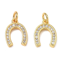 Golden Cz Messing Micro Pave Zirkonia Hufeisen Charme, golden, 13x9x2 mm, Bohrung: 3.2 mm, Sprungring: 5x0.9 mm