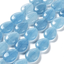 Other Quartz Natural Quartz Imitation Aquamarine Beads Strands, Teardrop, Dyed, 17.5~18x13x6mm, Hole: 1.2mm, about 22pcs/strand, 15.24 inch(38.7cm)