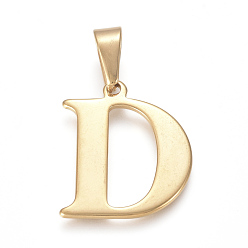 Letter D 304 подвески из нержавеющей стали, золотые, Начальная letter.d, 27x22x1.5 мм, отверстие : 3x8 мм