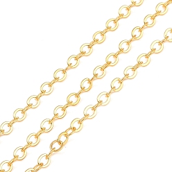 Золотой Железная тросовая цепь с покрытием стойки, овальные, золотые, 4x3.3x0.5 мм, 15 двор / рулон
