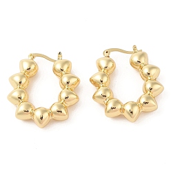 Real 18K Gold Plated Rack Plating Brass Hoop Earrings for Women, Cadmium Free & Lead Free, Long-Lasting Plated, Teardrop, Real 18K Gold Plated, 34x29mm