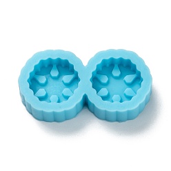 Deep Sky Blue DIY Pendant Silicone Molds, for Earring Makings, Resin Casting Molds, For UV Resin, Flower, Deep Sky Blue, 15x29.5x6mm, Inner Diameter: 11x11.5mm