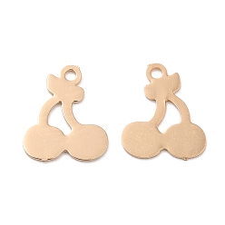 Light Gold Long-Lasting Plated Brass Charms, Cherry Charms, Cadmium Free & Nickel Free & Lead Free, Light Gold, 8.5x7x0.3mm, Hole: 0.9mm