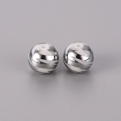 с Платиновым Покрытием Гальванические стеклянные бусины, круглый с рисунком, с покрытием платиным, 10 мм, отверстие : 1.2 мм