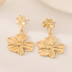 Light Gold Серьги-гвоздики из сплава с цветочным узором, золотой свет, 48x32 мм