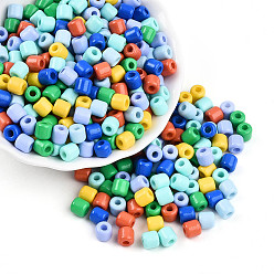(52) Непрозрачная лаванда Стеклянный бисер непрозрачных цветов, баррель, разноцветные, 6~6.5x6~6.5 мм, отверстие : 2.5 мм, Около 1215 шт / фунт