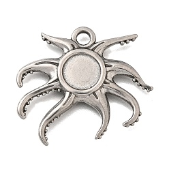 Нержавеющая Сталь Цвет 304 Настройки кабошон из нержавеющей стали кулон, осьминог, цвет нержавеющей стали, лоток : 8.5 мм, 27.5x30.5x2.5 мм, отверстие : 3 мм