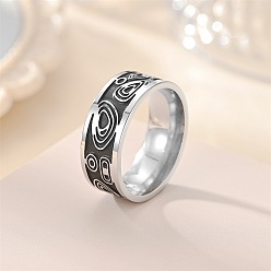 Античное Серебро Ретро 201 эмалированные перстни из нержавеющей стали для мужчин, самородки, резное кольцо, античное серебро, размер США 9 (18.9 мм)