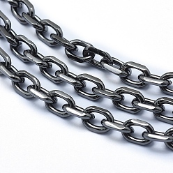 Gunmetal Brass Cable Chains, Diamond Cut Chains, Unwelded, Faceted, Oval, Lead Free & Cadmium Free & Nickel Free, Gunmetal, 8.5x6x2mm