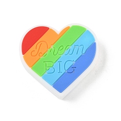 Сердце Словесные силиконовые фокусные бусины, красочный, сердце, 28x30x7 мм, отверстие : 2 мм