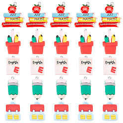 (52) Непрозрачная лаванда 25 шт 5 стили подвески из непрозрачной смолы, с фурнитурой платина железная, имитация канцелярских принадлежностей, разнообразные, разноцветные, 26~31.5x14~25x5~8 мм, отверстие : 2~2.5 мм, 5 шт / стиль