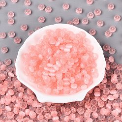 Rose Brumeux Perles de verre de style banc de tirage de qualité A de FGB, rondelle, imitation chat perles oeil, rose brumeuse, 7.5x4.5mm, Trou: 1.2~1.4mm, environ 1250 pcs / livre