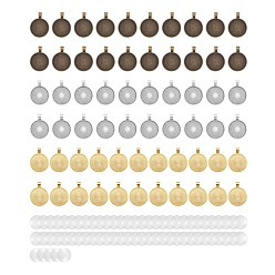 Mixed Color DIY Pendant Making Kits, Including Transparent Glass Cabochons, Alloy Pendant Cabochon Settings, Mixed Color, Settings: 3 colors, 20pcs/color, 60pcs/box, Cabochons: 65pcs/box