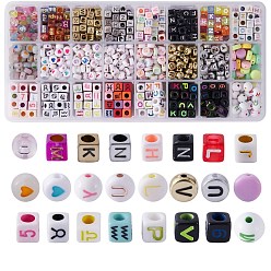 Mixed Color 240G 24 Style Opaque Plated Acrylic Beads, Cube & Disc & Flat Round & Round, Mixed Color, 10g/style